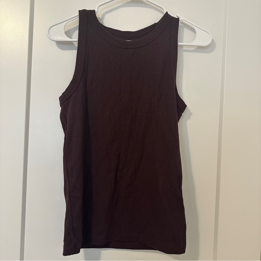 GAP Wine Purple High Neck Ribbed Tank Top Size Small Women’s